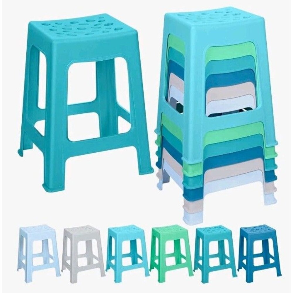 TURSTIN Kids 6-Pack Plastic Step Stools 16.9in 330lb Anti-Slip Stackable